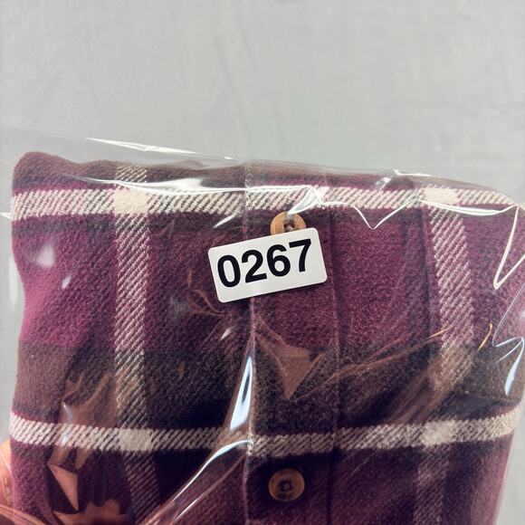 Prana Heavyweight Flannel Mens Large Purple/Brown Plaid Long Sleeve Camp Flannel - Picture 8 of 8